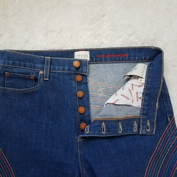 Alice + Olivia Rainbow Stitch High Waist Jeans - Picture 6 of 11